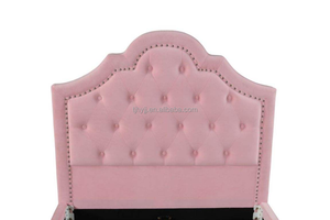 Lit double rembourré moderne et minimaliste avec design contemporain élégant, tête de lit capitonnée et rangement intégré - Product Image 4