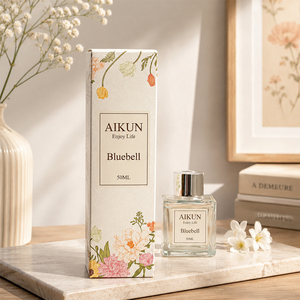 Aikun Floral 50ML Square Glass Sticker Label Custom Scent Long Lasting Aroma <b>Reed</b> <b>Diffuser</b> Gift Box Set for Startup Brand - Product Image 1
