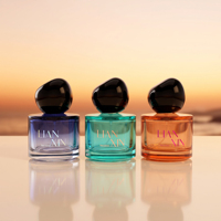 Flacon de parfum cylindrique multicolore 50 ml, bouchon noir mat brillant effet galet, vaporisateur de parfum écologique personnalisé pour hommes et femmes