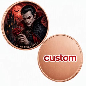 Moneta in Rame Puro 999 da 1oz con Stampa UV Fronte-Retro, Tema Gotico Vampiro di Halloween, Regalo Personalizzato Direttamente dalla Fabbrica - Product Image 1