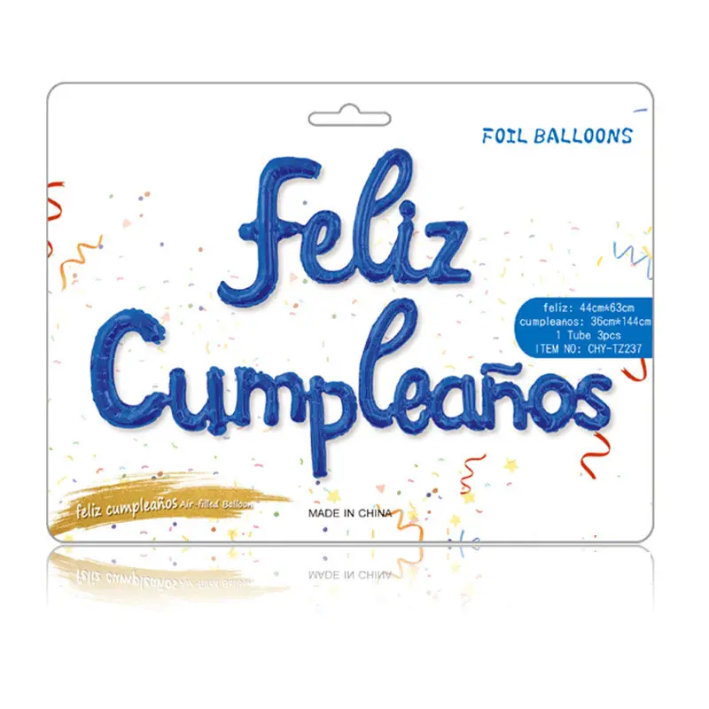 Spanish lowercase Happy Birthday letter set feliz cumpleanos Spanish aluminum film balloon wholesale