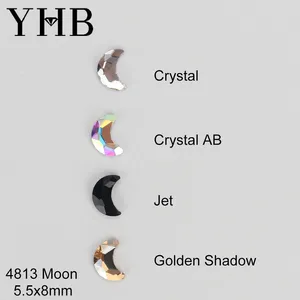 Strass thermocollants <span class=keywords><strong>YHB</strong></span> profilés 288 pièces, en verre pailleté, formes navette, goutte, lune, cœur, effet ombre dorée, à dos plat, pour vêtements et ongles DIY - Product Image 4