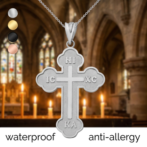 Yiwu Aceon Acero inoxidable San Nicolás Griego Ortodoxo Nika Cruz Colgante en relieve con circón Símbolo religioso cristiano - Product Image 1