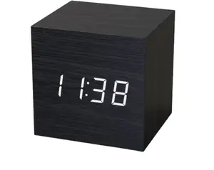 YOTON piccolo orologio da tavolo in legno ad alta precisione quadrato in legno LED AlarmClock