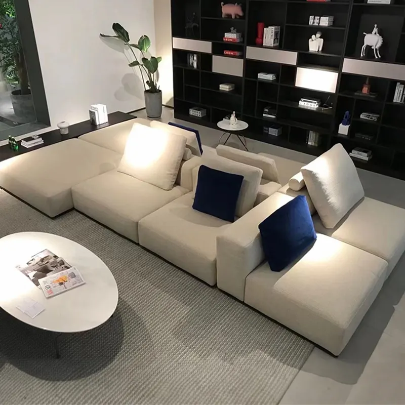 Italienische Art moderne Sofa garnitur Möbel Westseite Stoff Leders ofa Set Luxus hochwertige Wohnzimmer Sofas