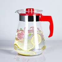 Teko Air Kaca 1500Ml, Jug Air, Pitcher Minuman Dengan Bunga Panggang