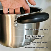 Marmite à soupe coréenne en acier inoxydable épaissi, non magnétique, compatible induction, à double anse, avec couvercle en verre visible, pour fondue et nouilles