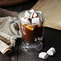 Vente en gros de tasses à café en verre à double paroi de 250 ml et 400 ml, transparentes avec poignée, résistantes à la chaleur, pour latte, cappuccino, thé, eau