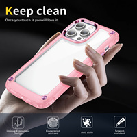 Casing iPhone 14 Pro Max, pelindung HP Bumper Anti jatuh empat sudut, PC transparan TPU tahan guncangan untuk iPhone 15 Plus 13 12 11