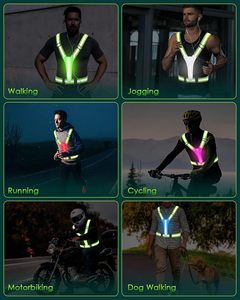 Gilet réfléchissant à LED haute visibilité pour adultes, vêtements pour le travail ou la course en extérieur, avec sangle élastique et ruban lumineux - Product Image 2
