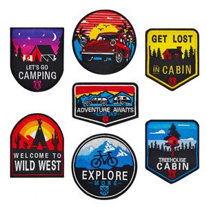 Wholesale Custom Design LOGO Fabric Embroidered <b>Patches</b> High Quality <b>Sew</b> <b>on</b> Iron <b>on</b> Travel Camping Embroidery <b>Patch</b> for Clothing - Product Image 2