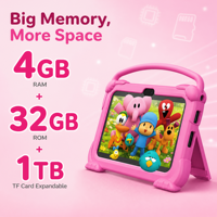 Tablette PC Android 12 pour enfants, 7 pouces, avec étui en silicone, WiFi, double caméra, 3000 mAh, écran IPS 1024x600, 4 Go + 32 Go, processeur Quad Core