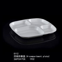 Boîte personnalisée à 4 compartiments avec couvercle, en porcelaine incassable, vaisselle de restaurant, vaisselle pour la restauration rapide, assiette en mélamine