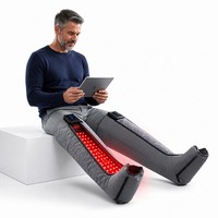 Masseur de jambes à compression d'air et chaleur par lumière rouge, 6 airbags indépendants, bottes de récupération, panneau de commande double sans fil