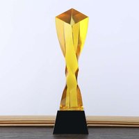 Trophée personnalisé en gros, écologique, fait main, avec base en cristal noir, colonne torsadée, style sportif, trophée Grammy