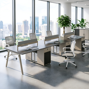 Scrivania da Ufficio Moderna Ergonomica Personalizzabile in Colore e Dimensioni, Postazione di Lavoro Open <span class=keywords><strong>Space</strong></span> per 2/4/8 Persone - Product Image 5