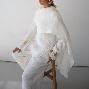 Phụ Nữ Hồi Giáo Tùy Chỉnh Khăn Choàng Thiết Kế Hàng Đầu Và Quần Set Màu Rắn Đầy Đủ Chiều Dài khiêm tốn Hồi Giáo Phụ Nữ Thanh Lịch Khăn Choàng Áo Quần Set - Product Image 5