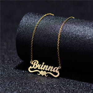 Collar de acero inoxidable chapado en oro de 18K, personalizado con nombre, Diamante puro, cristal de roca, placa con nombre, collares - Product Image 4