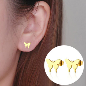 Orecchini a Perno Minimalisti a Forma di Farfalla in Acciaio Inossidabile Placcato Oro Rosa per Donne, Regalo di Laurea, Gioielli all'Ingrosso - Product Image 6