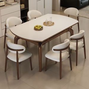 Bắc Âu hiện đại hình bầu dục bàn ăn thiết kế kiểu dáng đẹp đa chức năng chuyển đổi để tăng cường khu vực ăn uống hiện đại - Product Image 5