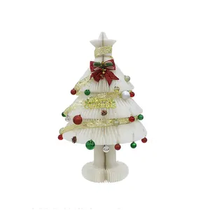 Árbol de Navidad de papel de nido de abeja ecológico con imanes para decoración del hogar, escaparate, adornos de Navidad hechos de cartón