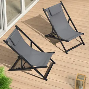 Outdoor Camping Metal Steel Frame Textile Chair Modern Garden Lounge Chair Outdoor Chairs