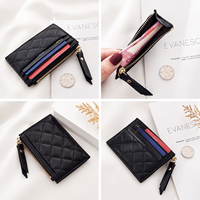 Dompet Kartu Minimalis Kulit PU dengan Kantong Koin Resleting Logam, Dompet Tipis, Produsen Logo Kustom