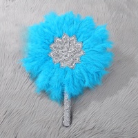 Éventails en plumes d'oie africaines pour la danse, la décoration de mariage, éventail à main avec fleur et perles en strass