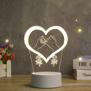 Lampe de chevet LED créative 3D en forme de dessin animé, alimentée par piles, en acrylique, décoration de chambre à coucher, ambiance festive, <span class=keywords><strong>anniversaire</strong></span> - Product Image 3