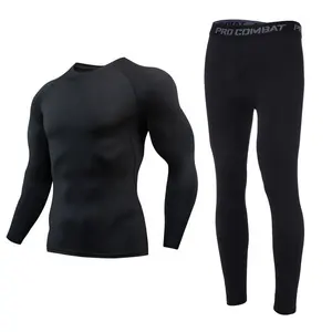 Thermal Base Layer Custom Polyester Spandex Thermal Underwear Sets Base Layer Warm Top Bottom Winter Compression Sport Long Johns For Men