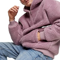 OEM/ODM Sweat à capuche surdimensionné d'hiver de haute qualité pour homme, en polaire Sherpa, avec broderie de lettres et demi-zip, vestes polaires