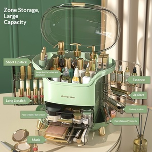 Organisateur de maquillage portable personnalisé, en plastique exquis avec couvercle, boîte de rangement pour cosmétiques - Product Image 4