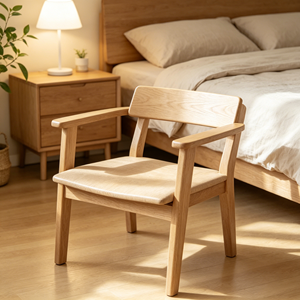 Chaise de salon scandinave en bois massif, chaise de loisirs moderne avec accoudoirs, mobilier écologique pour la maison - Product Image 4