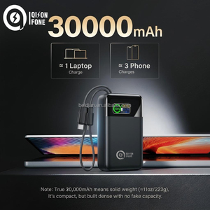 Power Bank Portatile 30000mAh, Ricarica Rapida 65W PD, Cavi Integrati Compatibili Type-C e iOS, Display LED, Batteria Esterna per Laptop - Product Image 3