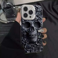 Coque de téléphone portable en TPU PC avec impression de crâne floral, argentée électroplaquée, pour iPhone 8 X Xr Xs 11 12 13 14 15 16 17 18 Pro Max