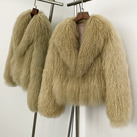 OFTBUY femmes décontracté mouton mongol agneau élégant manteau court automne hiver épaissi chaud naturel fourrure de mouton cachemire veste