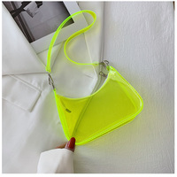 Sac à bandoulière hobo en PVC transparent coloré, sac à main d'été en gelée, sac à fermeture éclair néon laser transparent pour femme