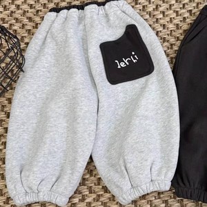 Children's Fleece Lined Sweatpants Gray Black Loose Fit Autumn Winter Boys Girls Pants Cotton Material NT1348 - Product Image 2