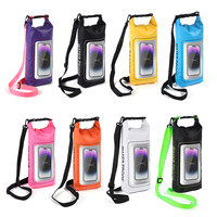 Sac étanche IP68 500D PVC sac sec 2L-Roll Top sac à dos avec étui/pochette de téléphone-accessoires de canotage et de kayak