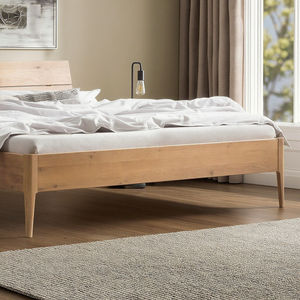 <span class=keywords><strong>Lit</strong></span> moderne pleine grandeur contemporain en chêne clair et bois de noyer massif avec fonction extensible pour la conception de la chambre à coucher - Product Image 4