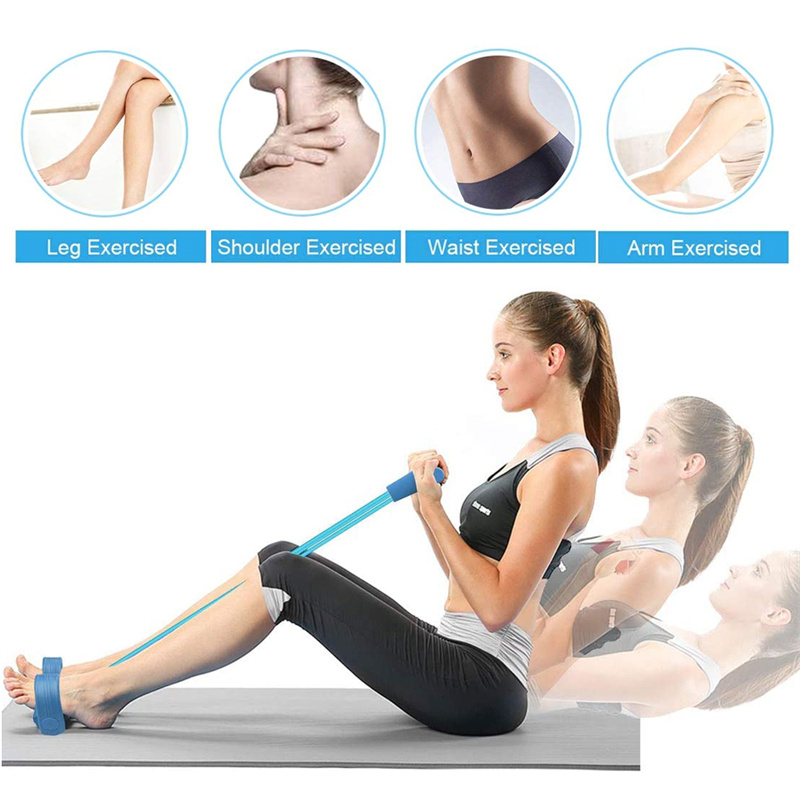 Tension Rope 4 Tube Puller Pedal Ankle Abdominal Exerciser Fitness Elastic Sit Up Pull Rope Home Gym Sport Training Equipment