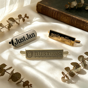 Embossed Metal Clothing <b>Name</b> <b>Plates</b> Custom Brand Logo Tags for Garment & Luggage - Product Image 1