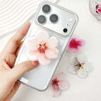Support de téléphone rétractable en forme d'orchidée en résine époxy acrylique, vente directe d'usine, motif fleur de cerisier