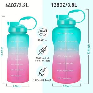 ขวดน้ำ3.78L แกลลอนขนาดใหญ่พร้อมที่บอกเวลาและหลอดขวดน้ำแนวสปอร์ตกลางแจ้งปราศจากสาร BPA สร้างแรงบันดาลใจ - Product Image 6