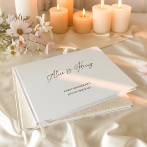 Álbum de Fotos de Lino en Blanco para DIY con Logotipo en Lámina Dorada, Diario de Viaje, Cuaderno de Bocetos, Planificador de Bodas, Libro de Invitados para Niñas - Product Image 6