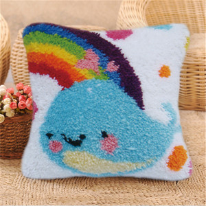 Kit de coussin tapis fait main DIY 40cm/16in, taie d'oreiller brodée, <span class=keywords><strong>crochet</strong></span> avec <span class=keywords><strong>crochet</strong></span> à loquet, technique de tapis, toile, fil - Product Image 6