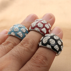 European American Style Titanium Steel <b>Ring</b> Multi Color Crystal Bezel Setting Retro Punk Unisex Jewelry 290131 - Product Image 4