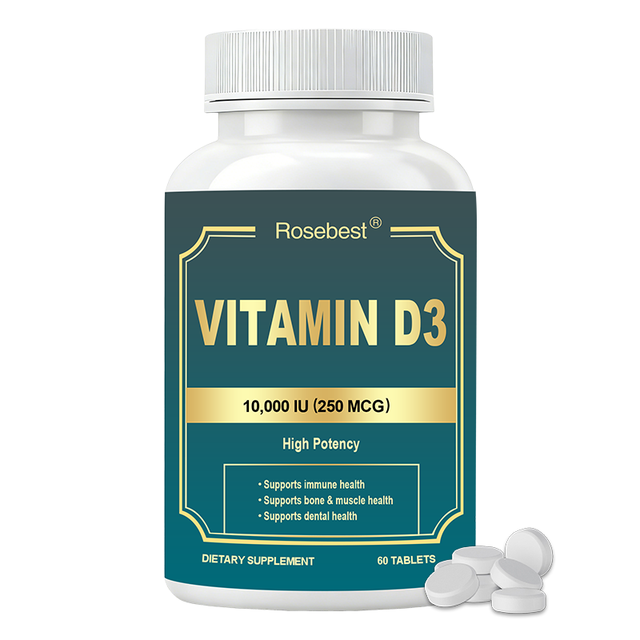 GMP Certified China Supplier Wholesale Private Label Vegan Vitamin D3 10000IU 250mcg Tablets Immune Booster Support Supplements