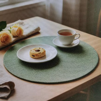 En gros, Napperon de table rond moderne style nordique en jute tressée verte, isolant thermique et anti-brûlure, pour table à manger occidentale, également dessous de verre