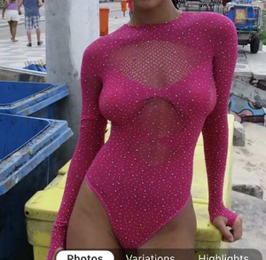 บอดี้สูทแฟชั่นลายปะติด<span class=keywords><strong>ป</strong></span>ะต่อเว้าลายฉลุ แต่ง<span class=keywords><strong>ค</strong></span>ริสตัล ยืดหยุ่นสูง แขนยาว ทรงบอดี้<span class=keywords><strong>ค</strong></span>อน <span class=keywords><strong>เสื้อ</strong></span>ผู้หญิงเซ็กซี่ จั๊มสูทประดับคริสตัล TzG125 - Product Image 6